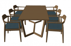Wooden rectangle table with 6 chairs sketchup