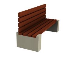 Wooden design bench for sitting outdoor with back support 3d model .3dm format