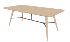 Wooden table with wooden leg and gray bracing sketchup
