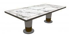 White rectangle marble table with 2 pedestal sketchup