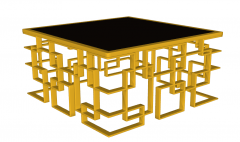Rectangle table with dark marble table top and golden pattern frame sketchup