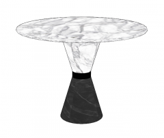 White marble table with dark marble leg sketchup