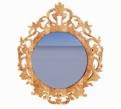 Circle mirror with flower pattern frame revit family