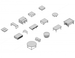 Coffee tables CAD collection 3D DWG blocks