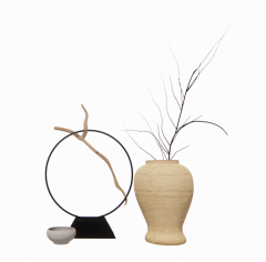 Decoration bowl with dry branch vase revit family