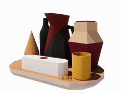 Vase and bottle pot with cup revit family