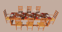 dining table with 8 seats revit family