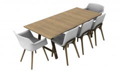 wooden dinning table with sitting of four 3d model .3dm format