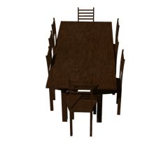 Wooden dinning table of six sitting for cafeteria 3d model .3dm fromat
