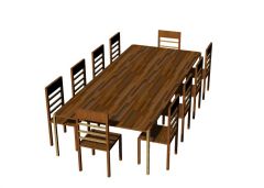 Large wooden dinning table for cafeteria 3d model .3dm format
