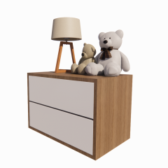 Side cabinet with table lamp and teddy bear revit family