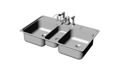 restaurant kitchen sink with a simple look 3d model .3dm format