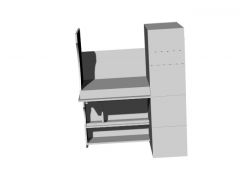 designed wooden study table with shelves 3d model .3dm format