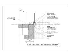 Free AutoCAD 2D Editable Drawings for Atrium Curtain Wall Section Level 0 Planter 1