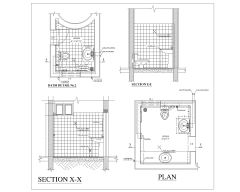 Free Drawings for BATH ROOM WORKING Detailed Plan & Setion