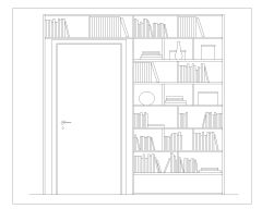 Free AutoCAD 2D Editable Drawings for Bookcase Elevation Views_3