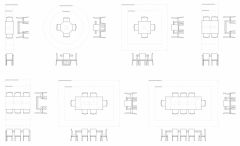 AutoCAD Blocks of Dining Tables with Clearances 