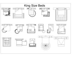Free AutoCAD 2D Editable Drawings for Kings Size Beds Top Views