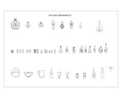 Free AutoCAD 2D Editable Drawings for Kitchen Dishware - 1