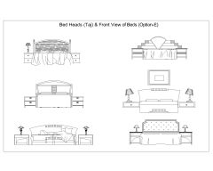 Free AutoCAD 2D Editable Drawings for Master Bed Elevation Designs with Side Table - 3