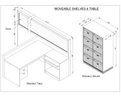 Free AutoCAD Drawing of Moveable Sheleves WorkStation Table_3D Isometric View