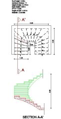 U-Shape Stair Drawings – Plan, Section & Elevation (4 Variations)