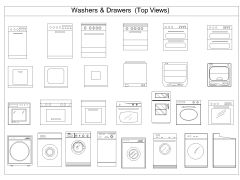 Free AutoCAD 2D Editable Drawings for Washers & Drawers  (Top Views)