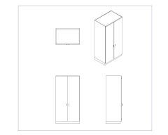 Free AutoCAD 2D & Isometric Drawing of Wooden Cabinet Design- (12)