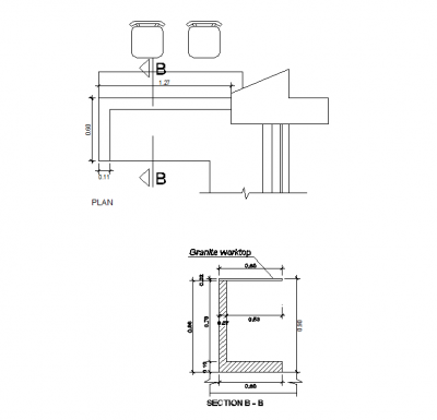 Dettaglio CAD per piano da cucina