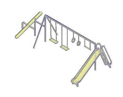 Playground - Slides and Swings 3D dwg