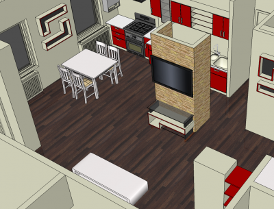 Wohnung Interior Design SketchUp-Modell