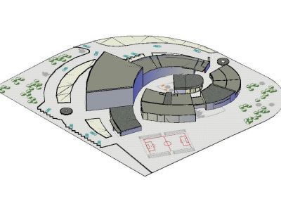 College Building Design 3d dwg