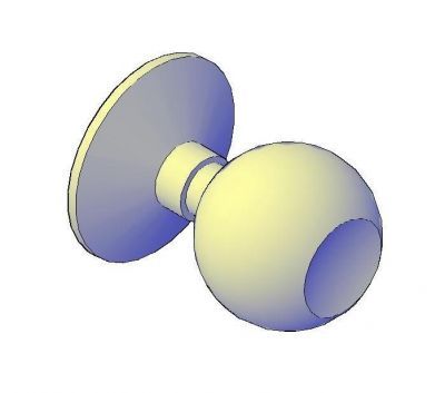 Door Knob 3D DWG block 