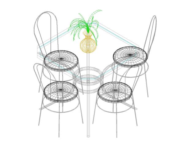 Free AutoCAD 3D Moveable Blocks of Pedestal Stool with Tables_ 5