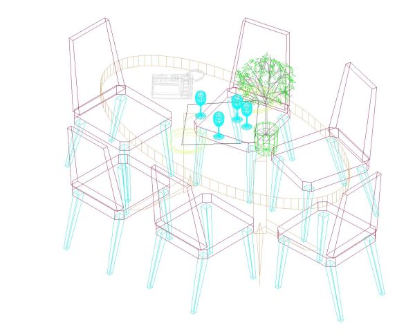 Free AutoCAD 3D Moveable Blocks of Pedestal Stool with Tables_ 7