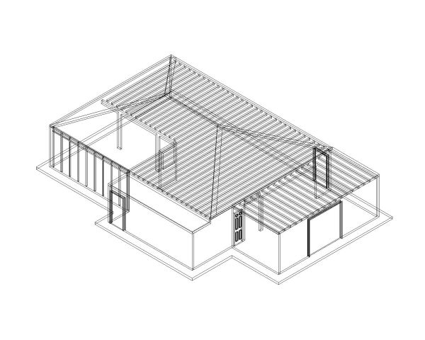 Free Model of 3D Truss Roof House Presentation in AutoCAD