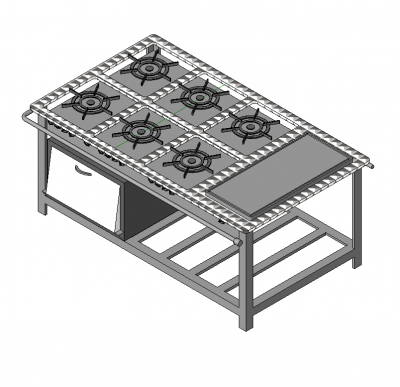 Industrial 6 burner oven range Revit famiy