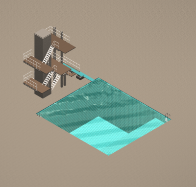 Modello 3DS Max per piscina e trampolino