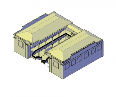 Small shopping arcade 3D DWG model 