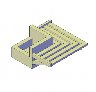 Corner park bench 3D CAD model 