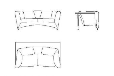 Love Seat Sofa 2D dwg