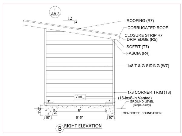 Free “CAD Drawings for 8 x 10 Wooden Shed Design Elevation_2