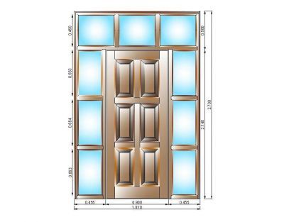 Porte d'ingresso con dwg surround glass