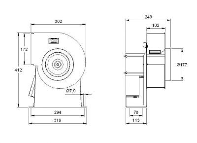 Ventilatore estrattore centrifugo