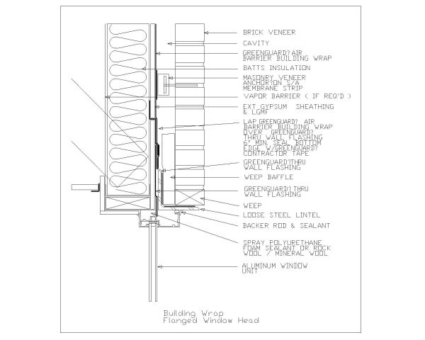 Free AutoCAD 2D Editable Drawings for Building Wrap Flanged Window Head- 4