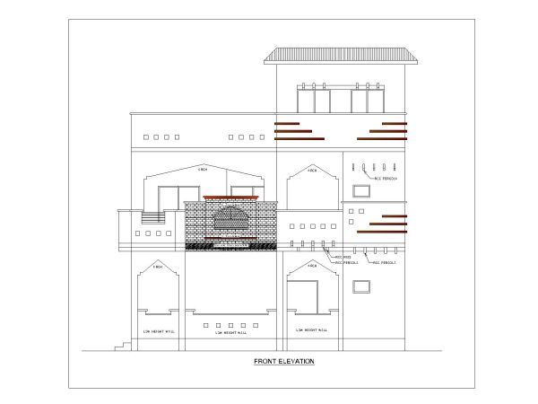 Free AutoCAD 2D editable Drawing of Elevations for different buildings - 5