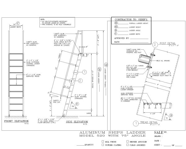 Free AutoCAD Draing for Aluminum Ship ladder-2