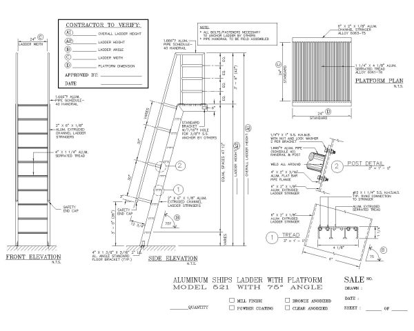 Free AutoCAD Draing for Aluminum Ship ladder-4