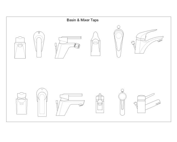 Free AutoCAD Drawings for Basin & mixer Taps 001