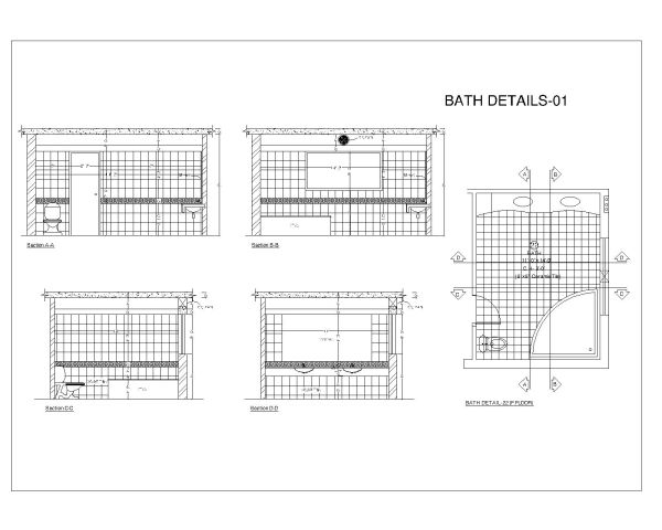 Free Detailed Drawings for Bathroom Layout-1